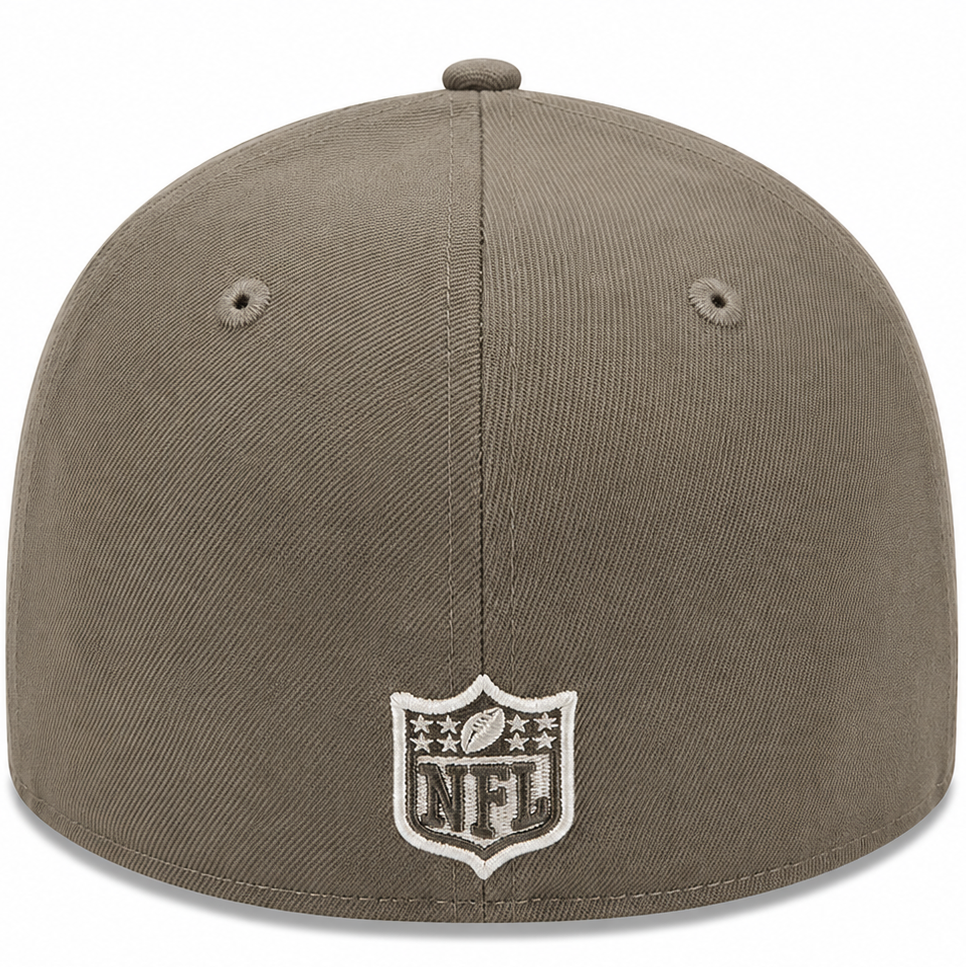 Las Vegas Raiders taupe and gray New Era 59FIFTY fitted hat - side view