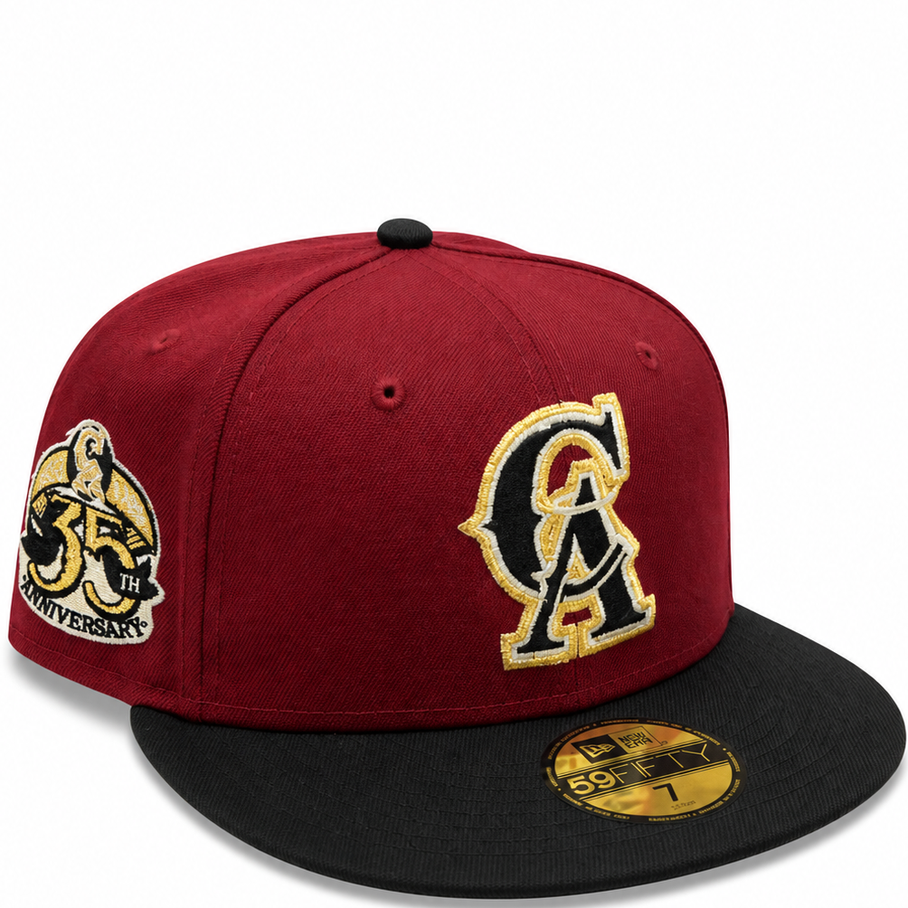 California Angels Burgundy / Black New Era 59FIFTY fitted hat - front view