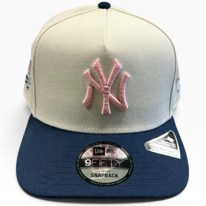 New York Yankees cream navy and pink New Era 9FIFTY A-Frame snapback hat - side view