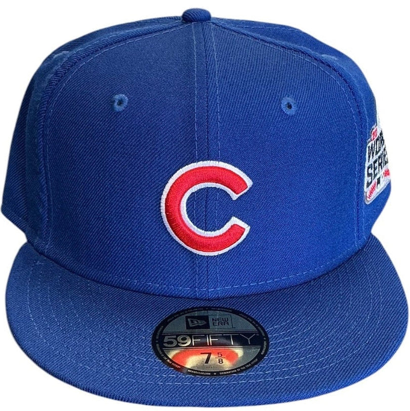 Chicago Cubs royal blue New Era 59FIFTY fitted hat - side view