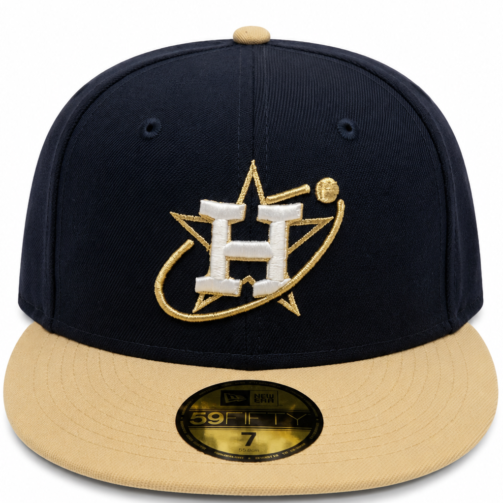 Houston Astros Navy / Tan New Era 59FIFTY fitted hat - front view