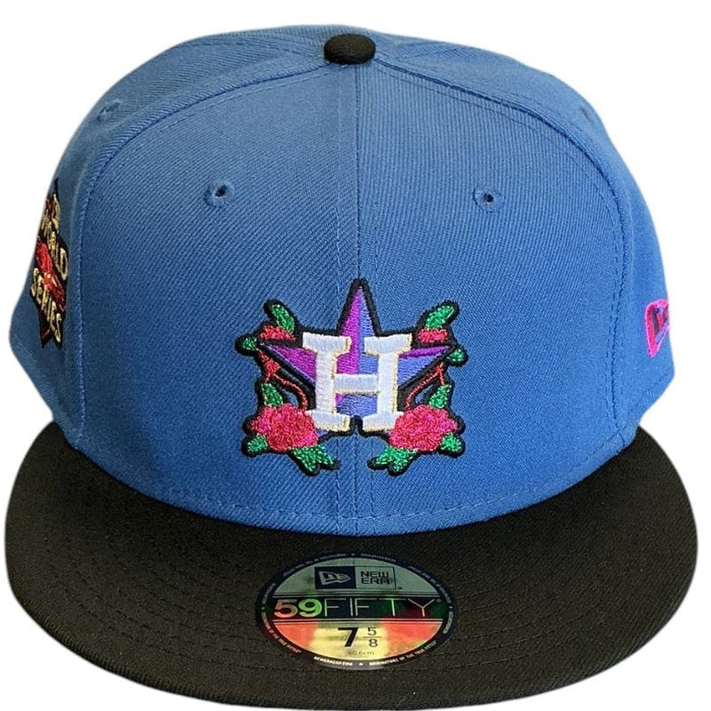 Houston Astros Blue & Black Floral New Era 59FIFTY fitted hat - side view