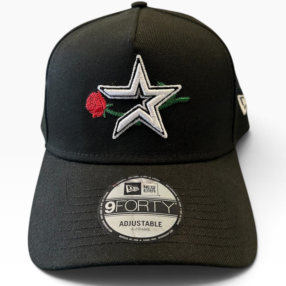 Houston Astros Rose Black New Era 9FORTY A-Frame adjustable hat - side view