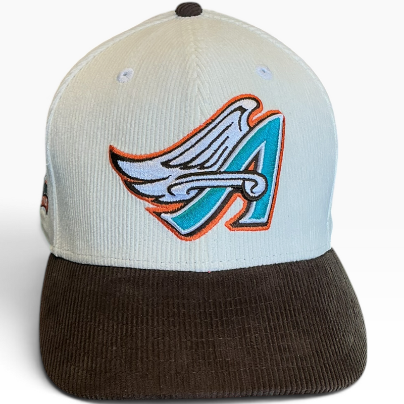 Los Angeles Angels Cream & Brown Corduroy New Era 59FIFTY fitted hat - side view