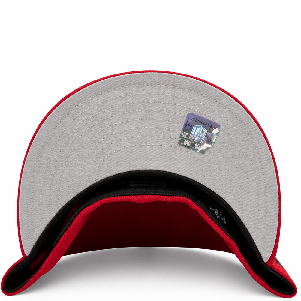 San Francisco 49ers red New Era 59FIFTY fitted hat - back view