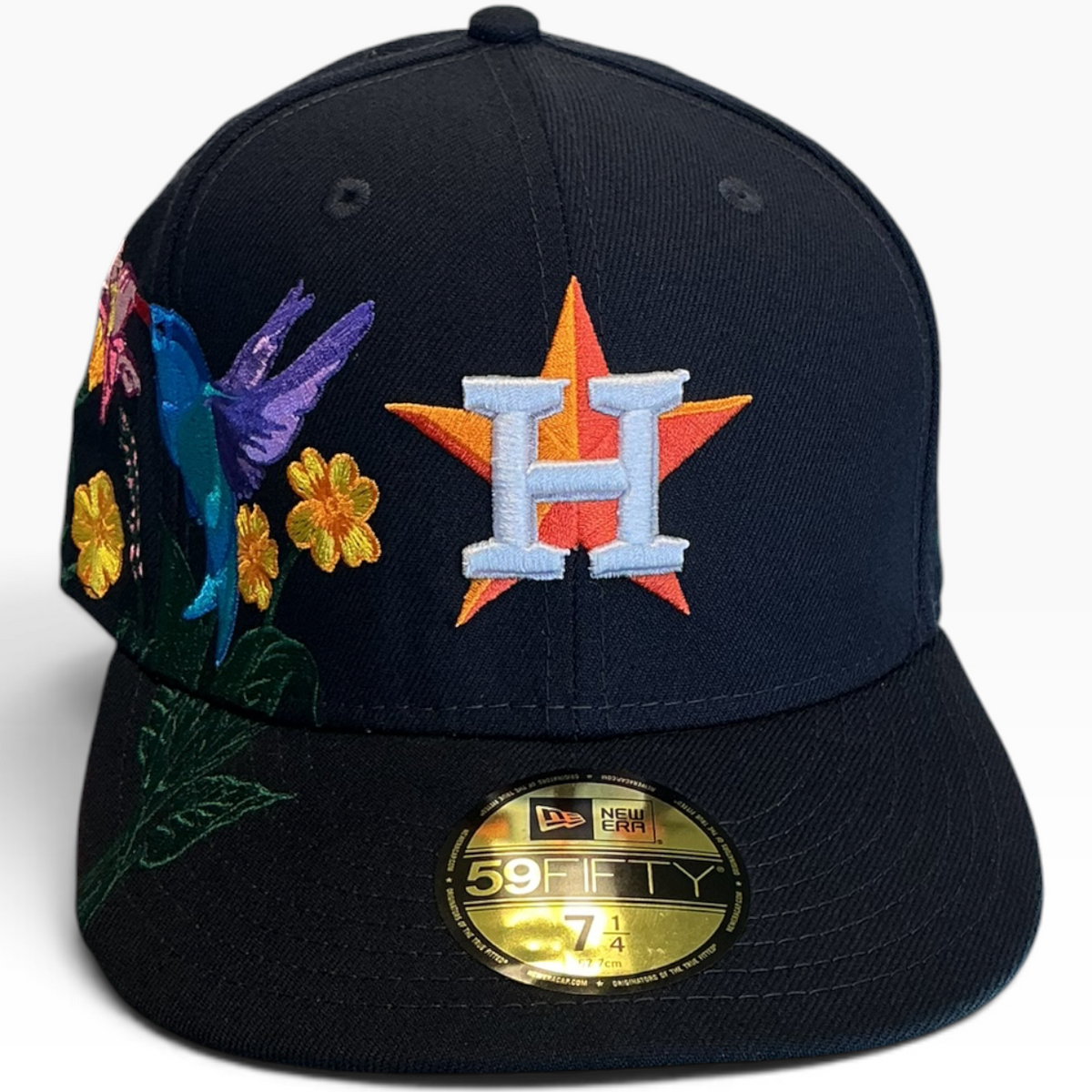 Houston Astros Floral Hummingbird Navy New Era 59FIFTY fitted hat - side view