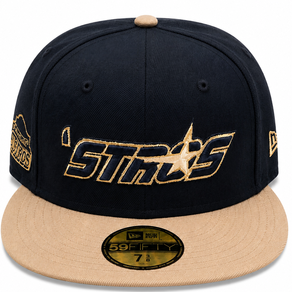 Houston Astros Navy & Tan New Era 59FIFTY fitted hat - side view