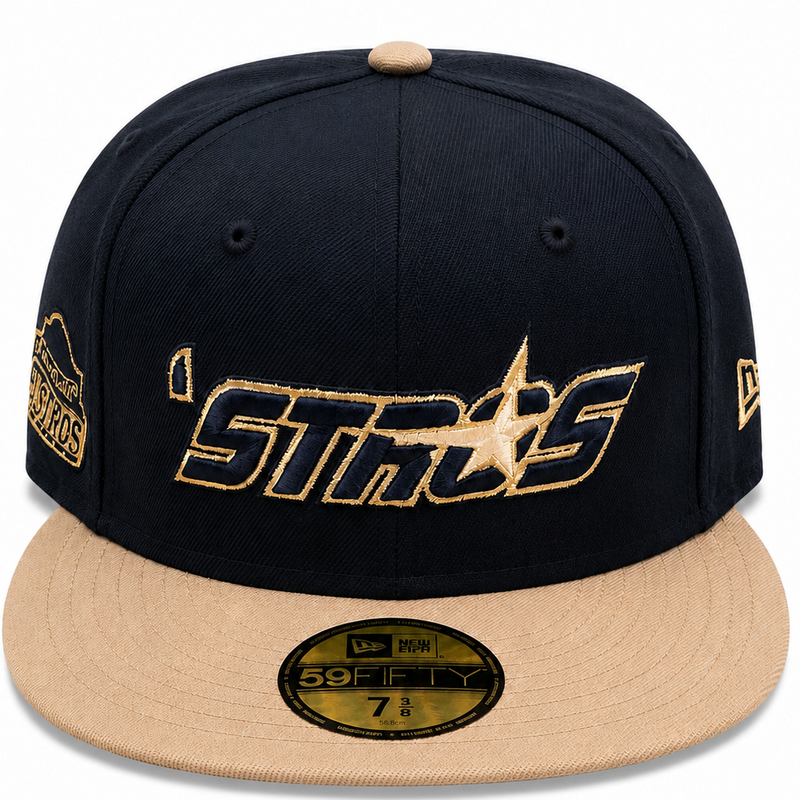 Houston Astros Navy & Tan New Era 59FIFTY fitted hat - side view