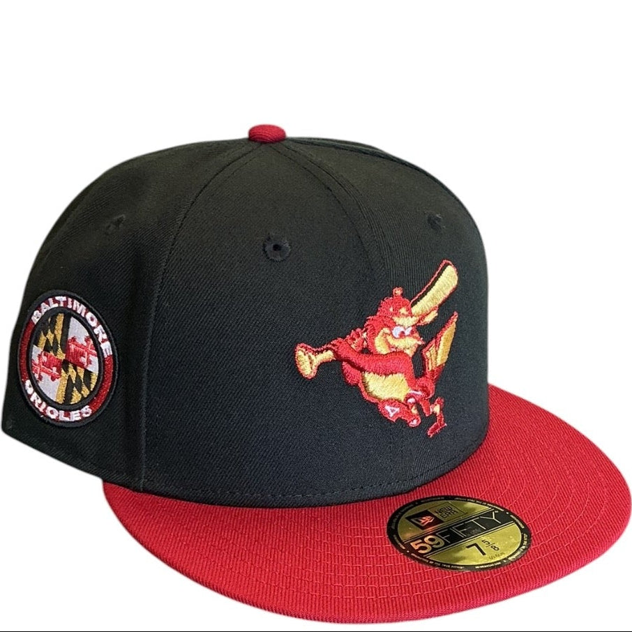 Baltimore Orioles Black & Red New Era 59FIFTY fitted hat - side view