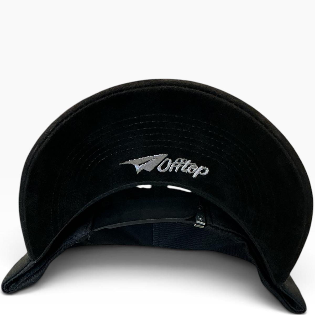 Offtop Good Vibes black and silver suede brim snapback hat - front view