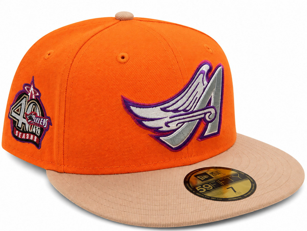 Los Angeles Angels Orange / Tan New Era 59FIFTY fitted hat - front view