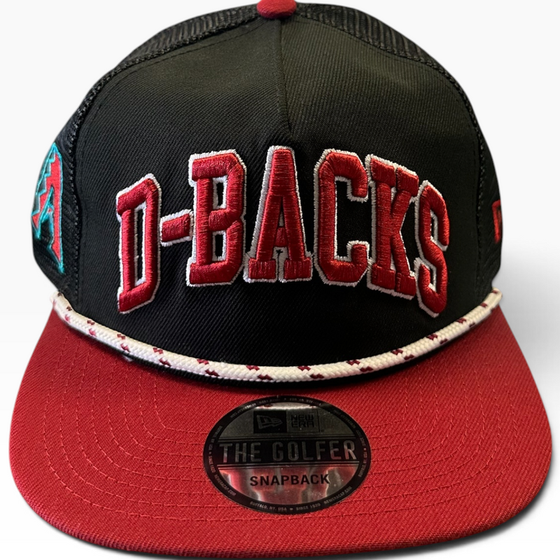 Arizona Diamondbacks black and red New Era Golfer snapback hat - front view