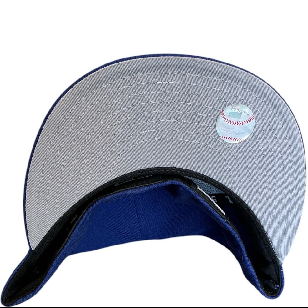 Seattle Mariners royal blue and neon green New Era 59FIFTY fitted hat - back view