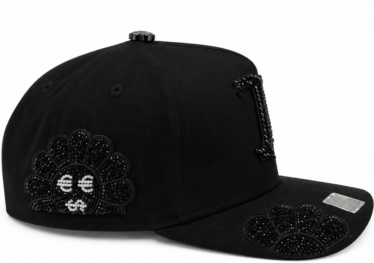 Black rhinestone B luxury snapback - alternate angle