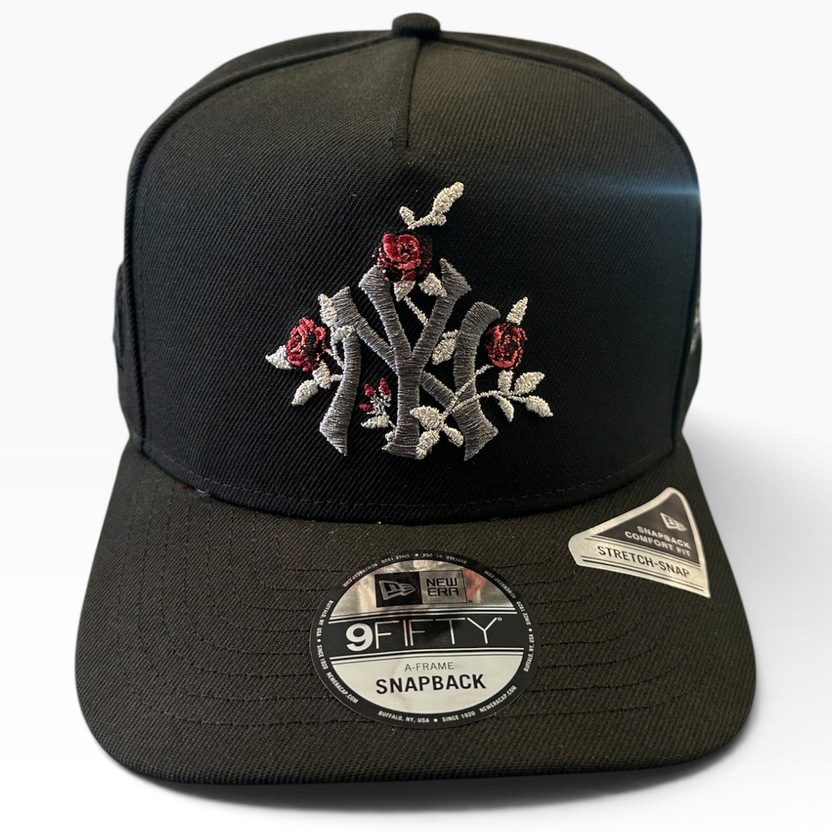 New York Yankees black floral rose New Era 9FIFTY A-Frame snapback hat - side view