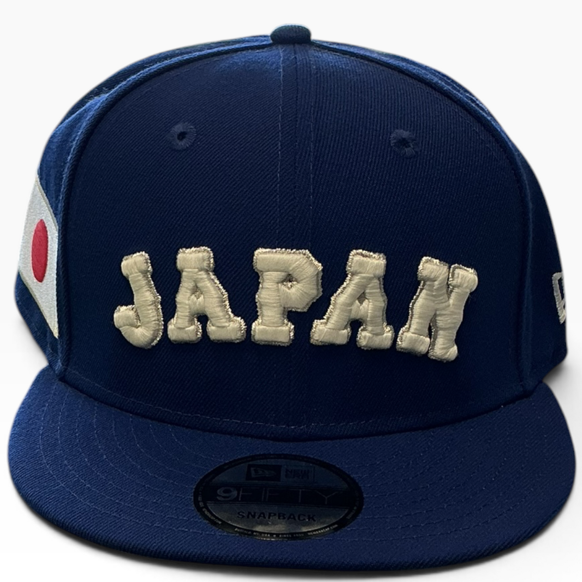 Japan navy snapback with Japanese flag side embroidery - side view