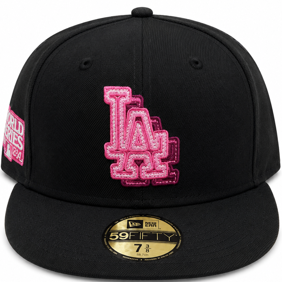Los Angeles Dodgers black and pink 1981 World Series New Era 59FIFTY fitted hat - back view