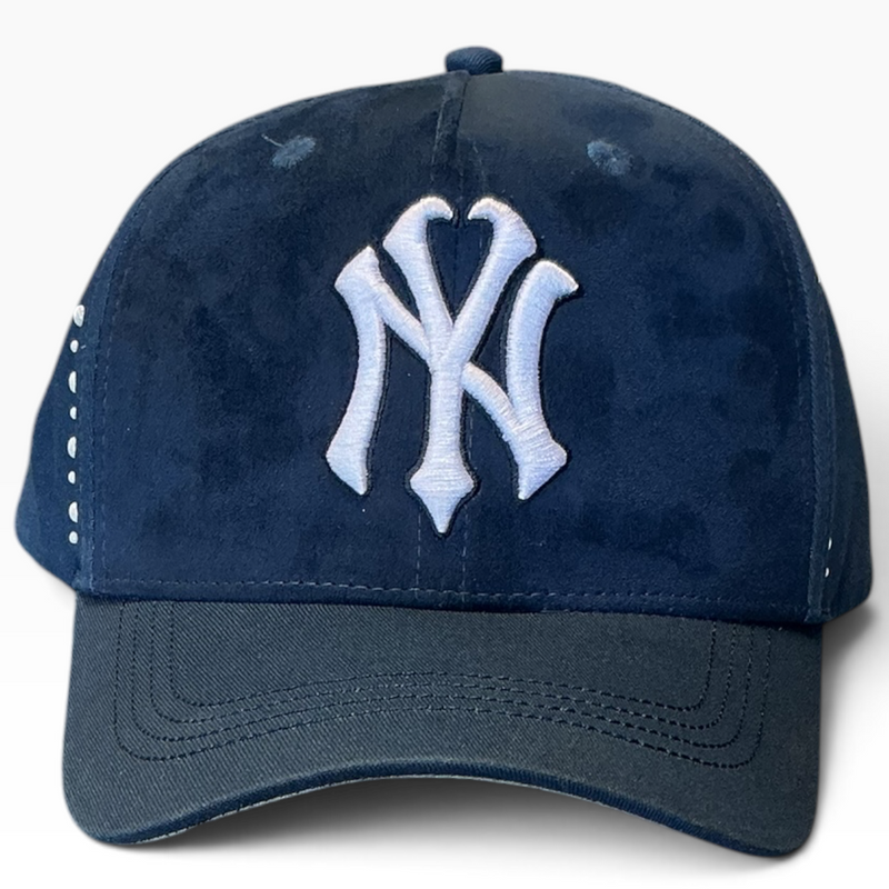 Dandy navy NY suede snapback - back view