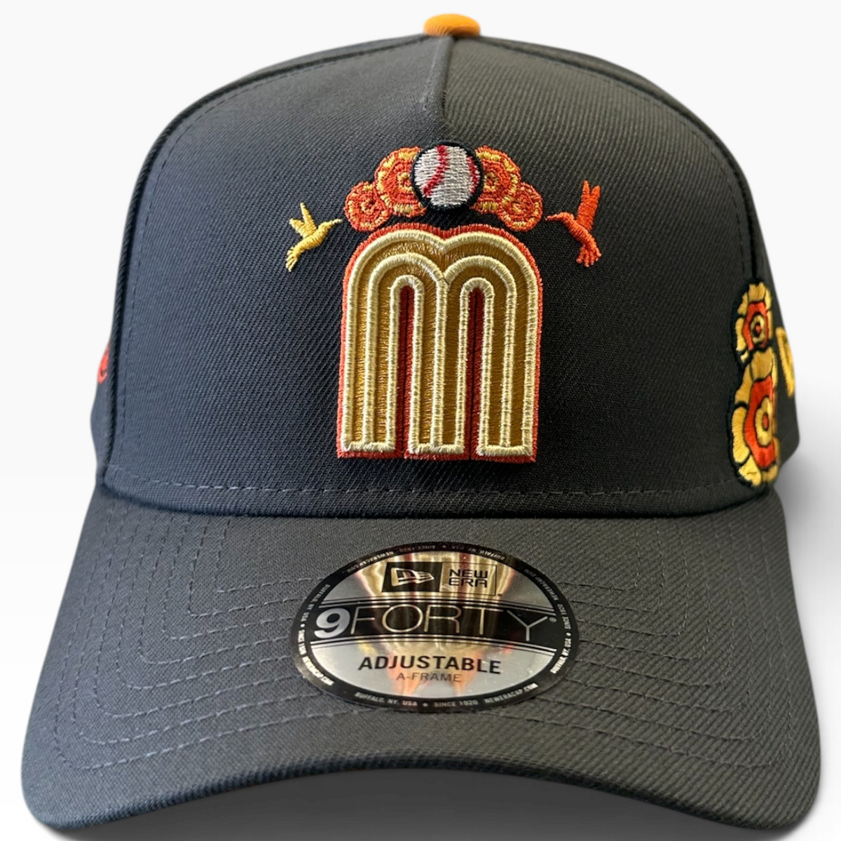 Mexico baseball black New Era 9FORTY A-Frame adjustable hat - front view