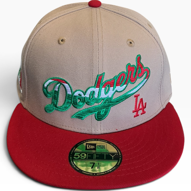 Los Angeles Dodgers Mexico Tan & Red New Era 59FIFTY fitted hat - side view