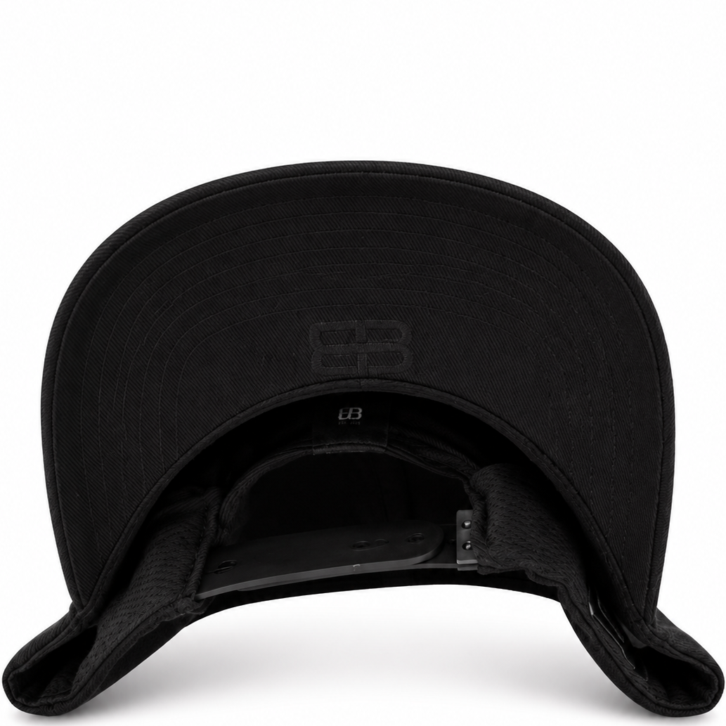 DB Nunca Detengas Tu Vuelo black snapback with gold airplane - front view