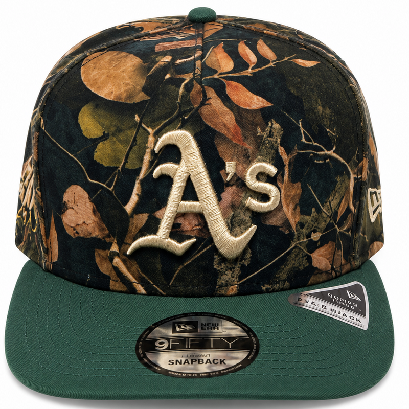 Oakland Athletics leaf camo New Era 9FIFTY A-Frame snapback hat - side view