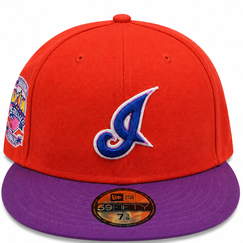 Cleveland Indians Red & Purple New Era 59FIFTY fitted hat - side view