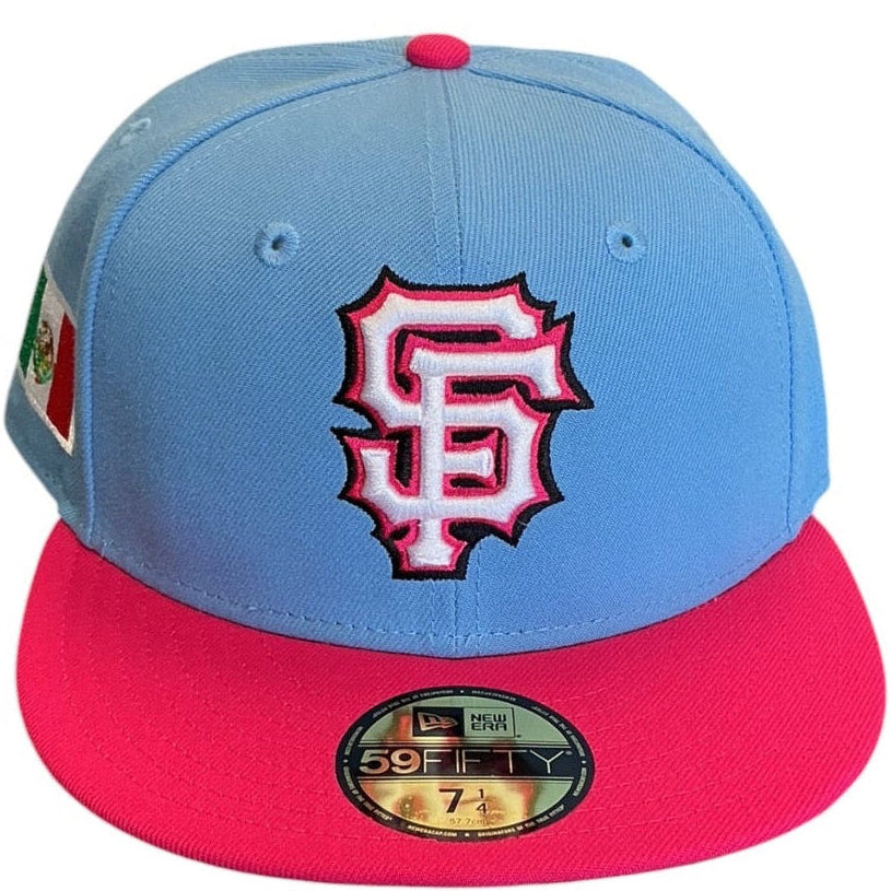 San Francisco Giants Light Blue & Pink Mexico New Era 59FIFTY fitted hat - back view