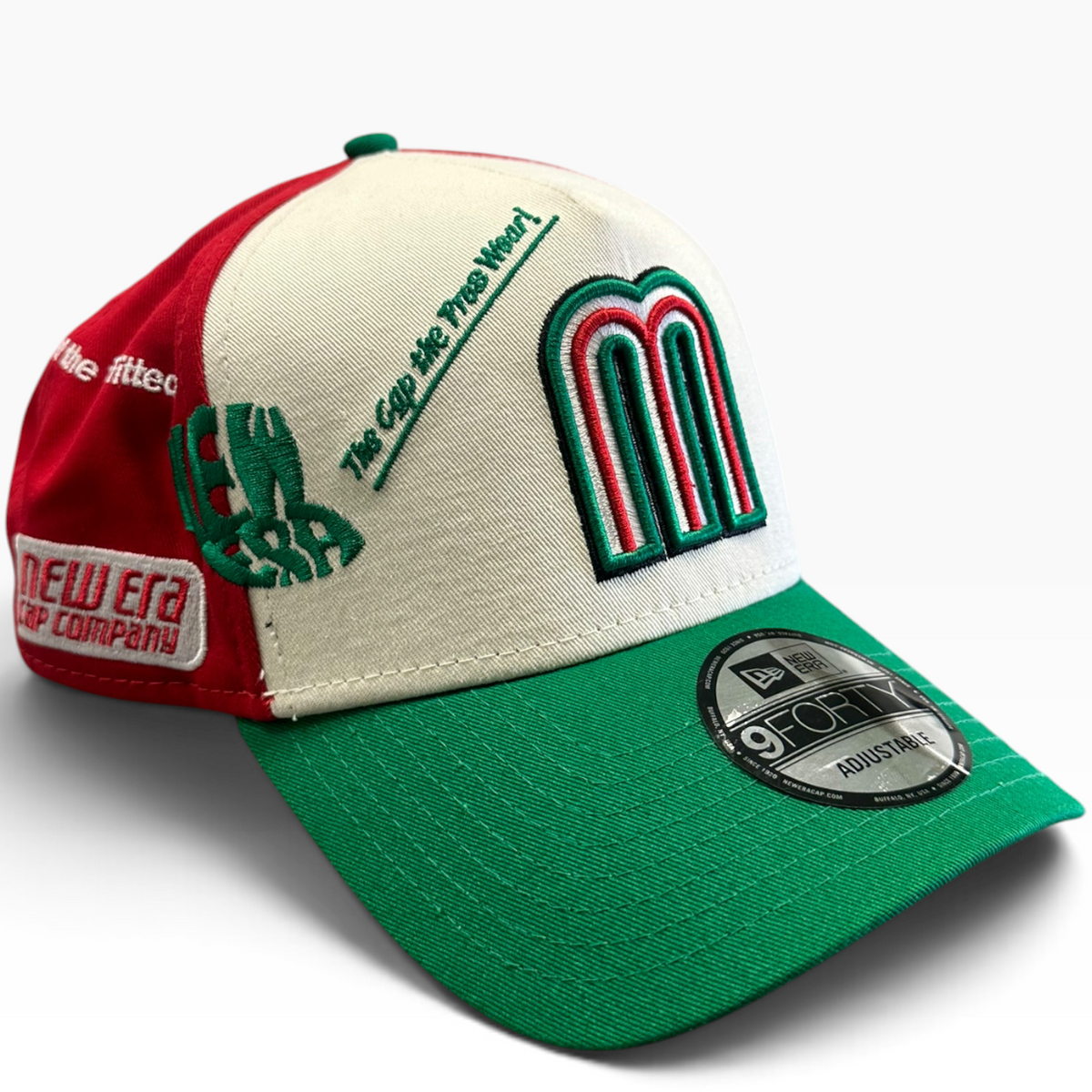 Mexico cream green and red New Era 9FORTY A-Frame adjustable hat - back view