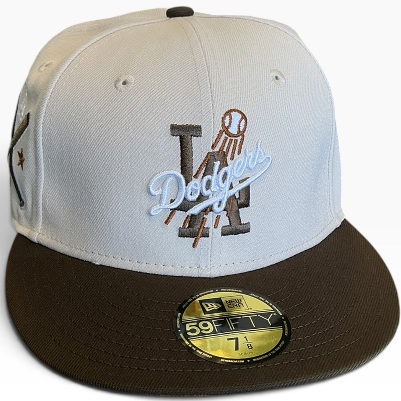 Los Angeles Dodgers Cream/Brown New Era 59FIFTY fitted hat - side view