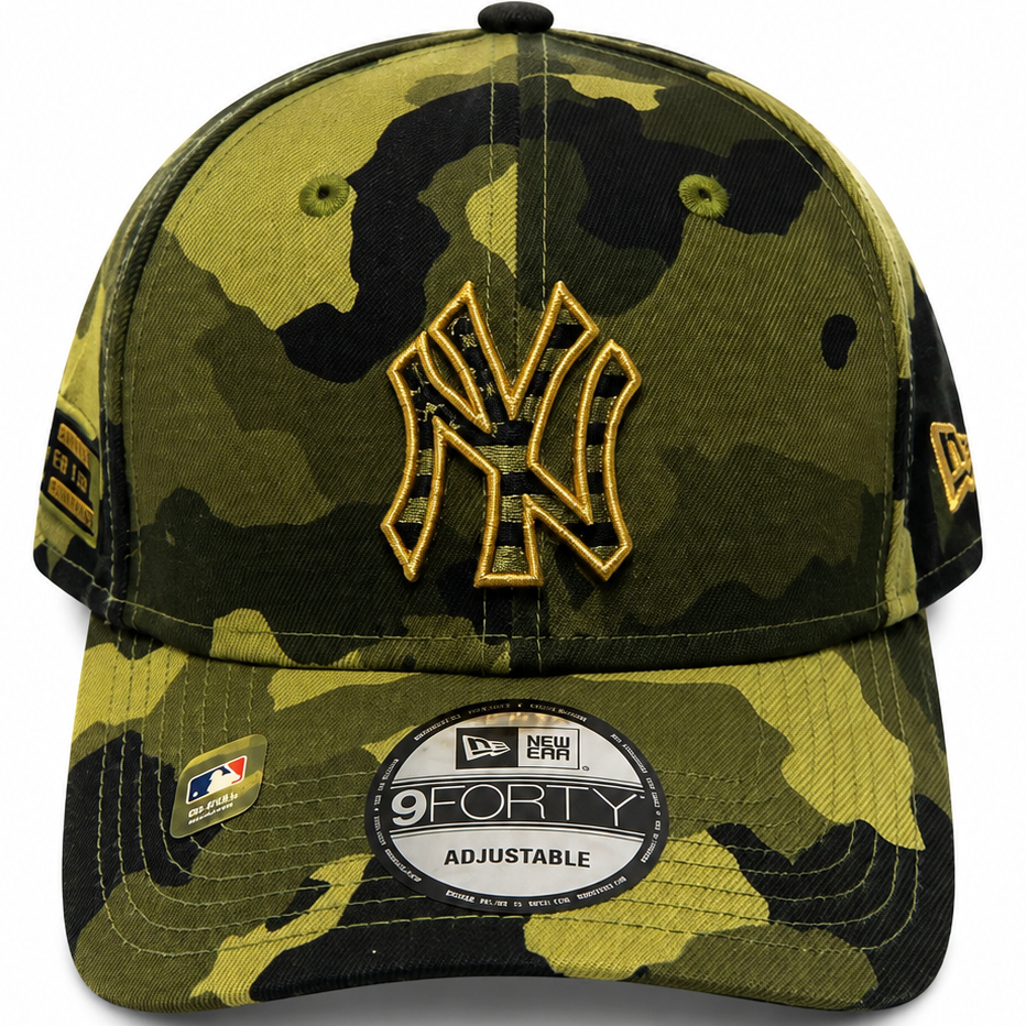 New York Yankees camo New Era 9FORTY adjustable hat - front view