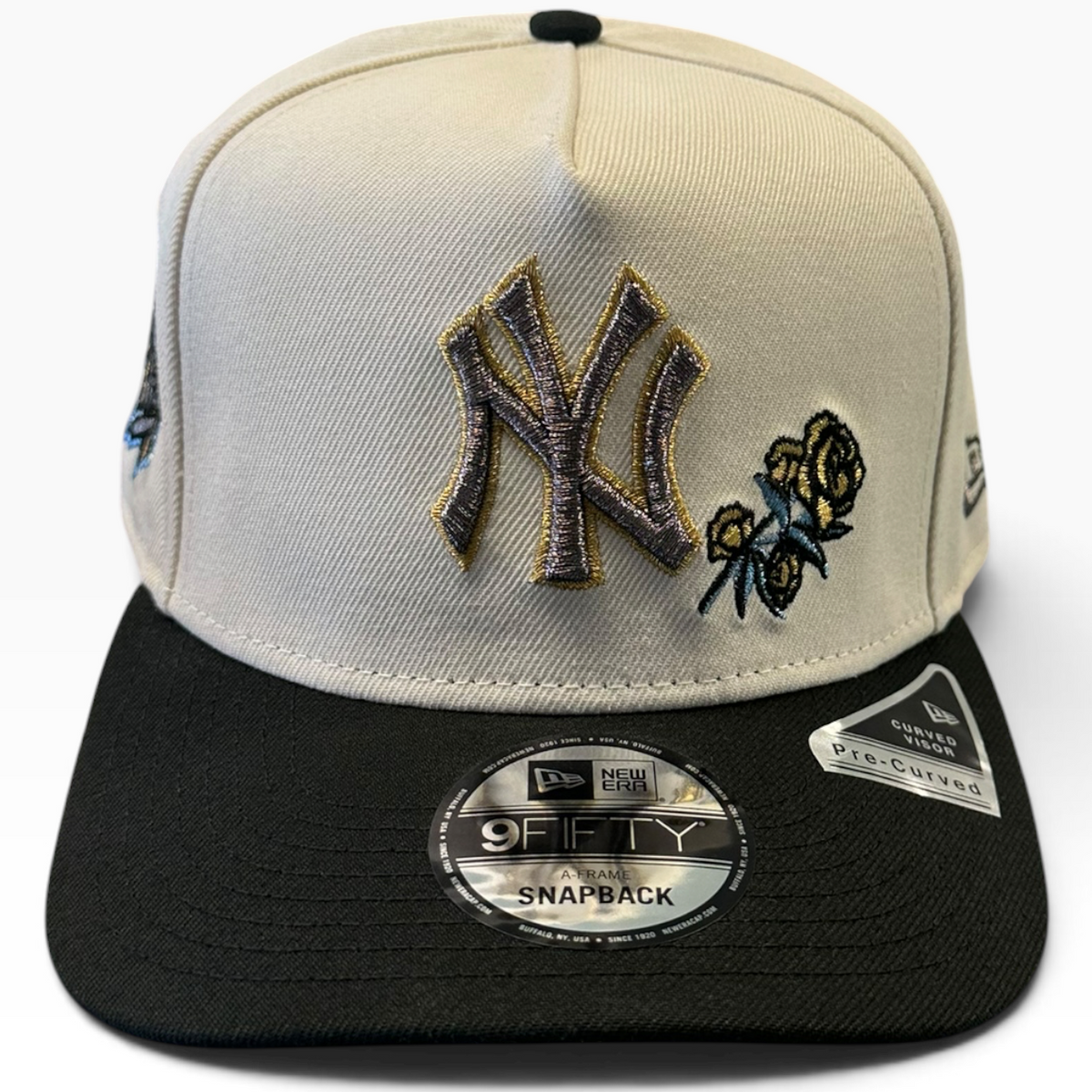 New York Yankees cream and black rose New Era 9FIFTY A-Frame snapback hat - side view