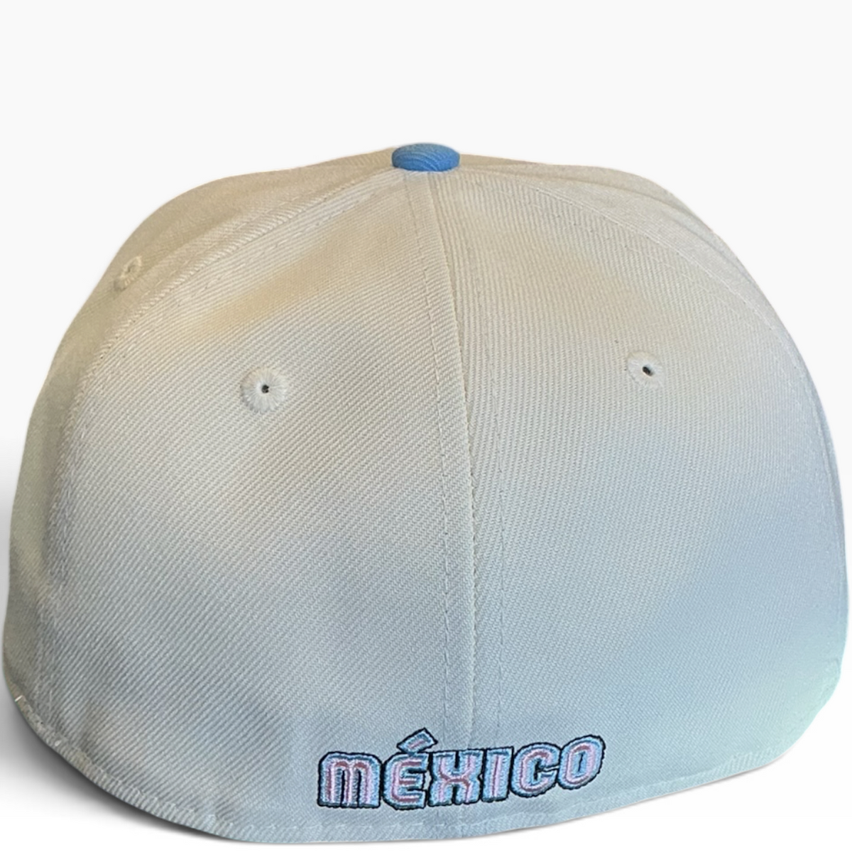 Mexico Aztec Eagle Cream & Sky Blue New Era 59FIFTY fitted hat - front view