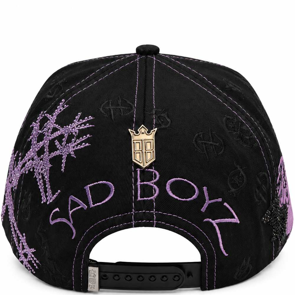 Sad Boyz Forever Alone snapback with gothic graphics - side view