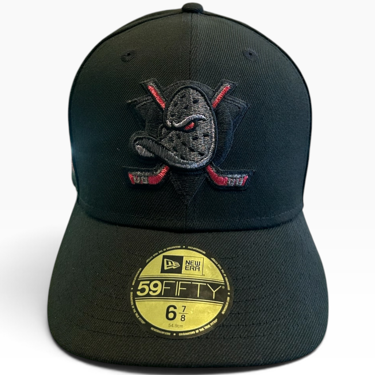 Anaheim Ducks Black/Red New Era 59FIFTY fitted hat - back view