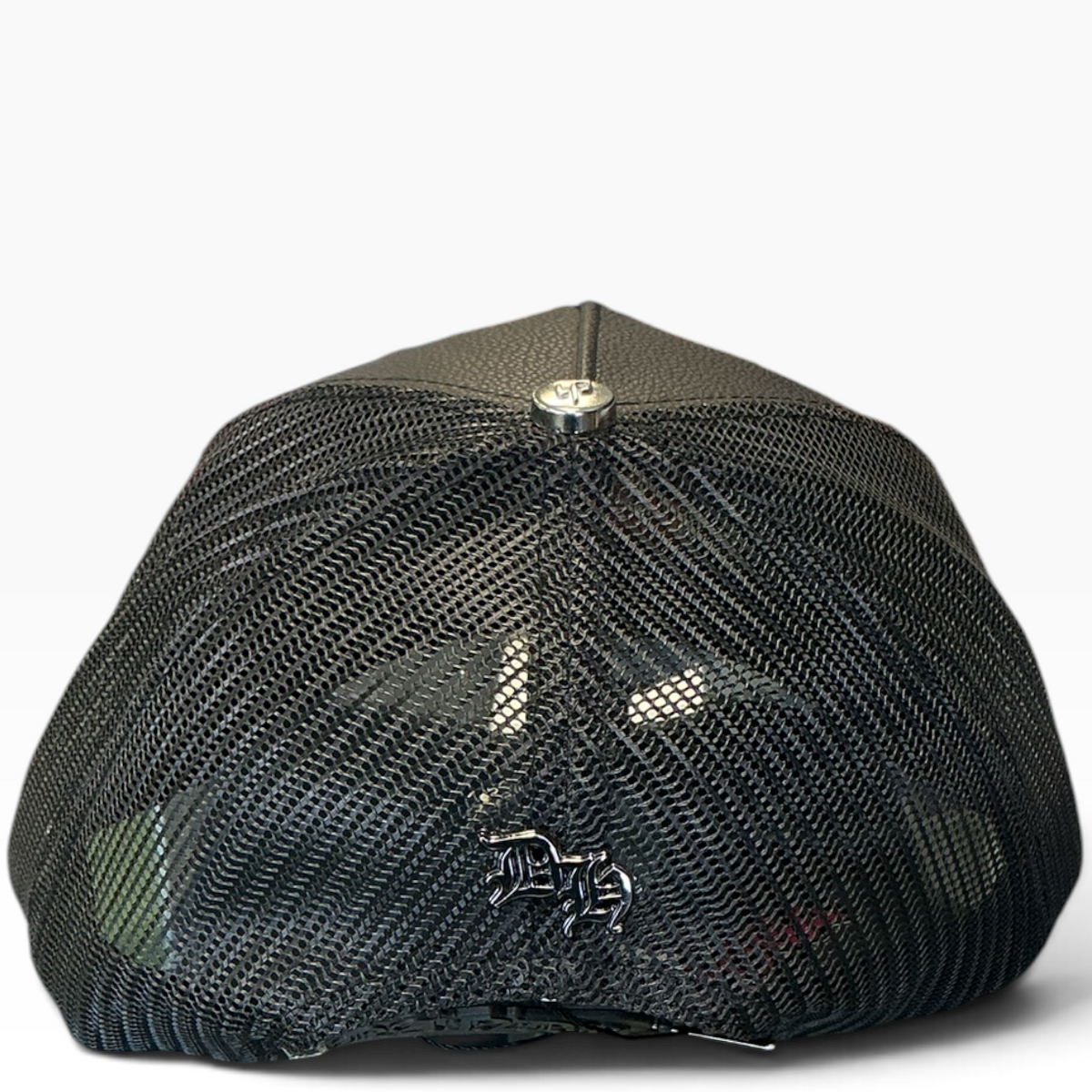 Dandy leather flame trucker hat with mesh back - back view