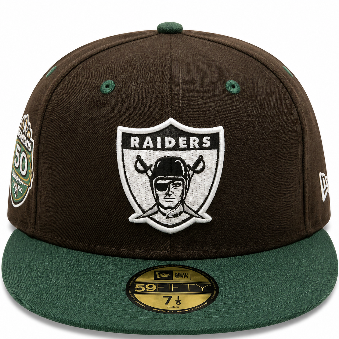 Las Vegas Raiders Brown & Green New Era 59FIFTY fitted hat - side view