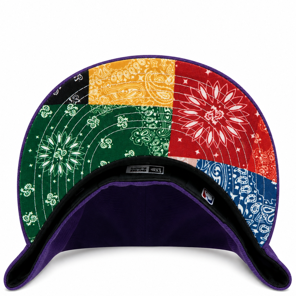 Los Angeles Lakers purple paisley New Era 59FIFTY fitted hat - multicolor paisley undervisor detail