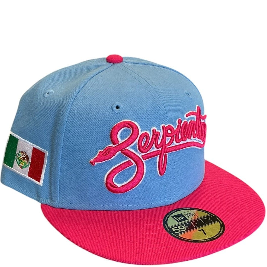 Serpientes Mexico Light Blue & Hot Pink New Era 59FIFTY fitted hat - back view