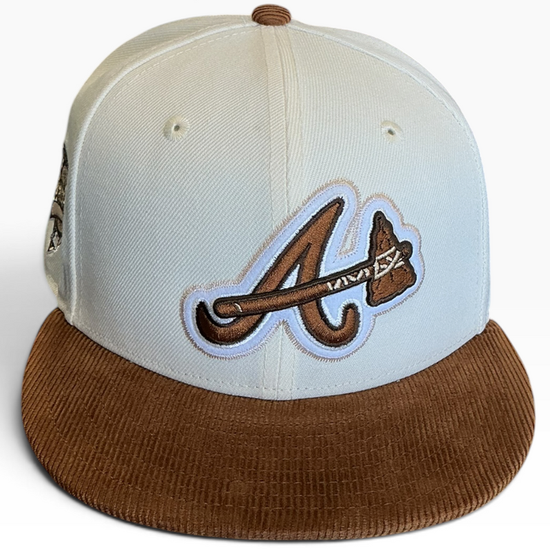 Atlanta Braves Cream & Brown Corduroy New Era 59FIFTY fitted hat - back view
