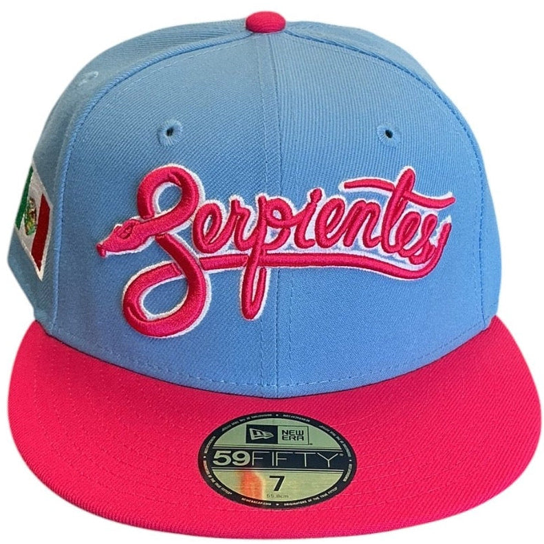 Serpientes Mexico Light Blue & Hot Pink New Era 59FIFTY fitted hat - side view