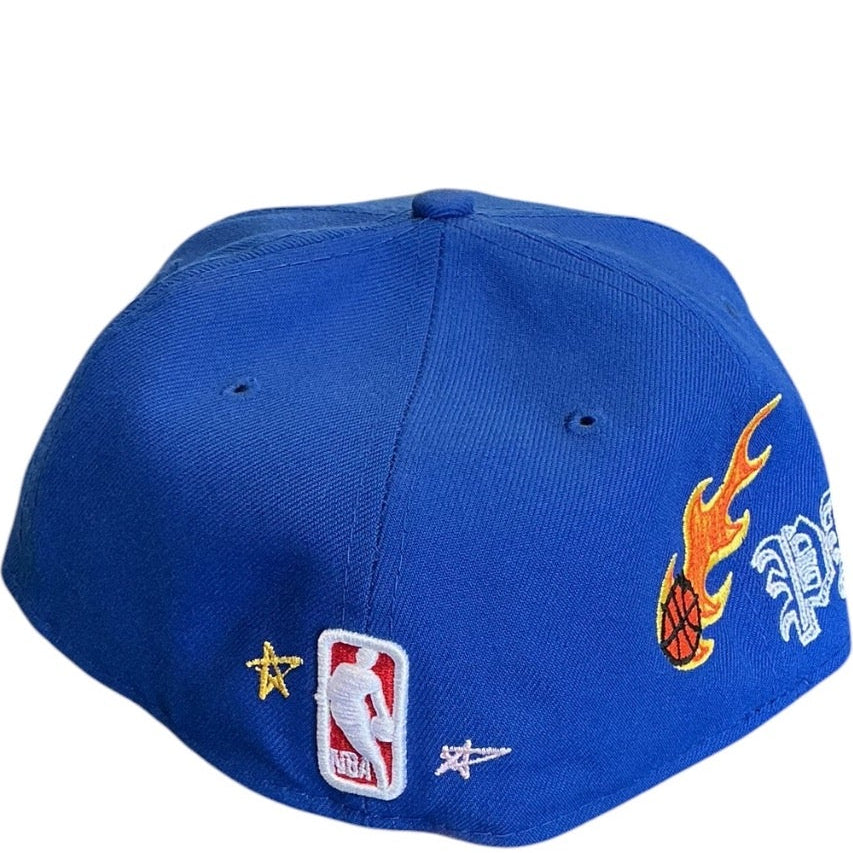 Philadelphia 76ers royal blue New Era 59FIFTY fitted hat - detail view