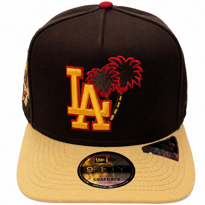 Los Angeles Dodgers brown/tan/red New Era 9FIFTY A-Frame snapback hat - back view
