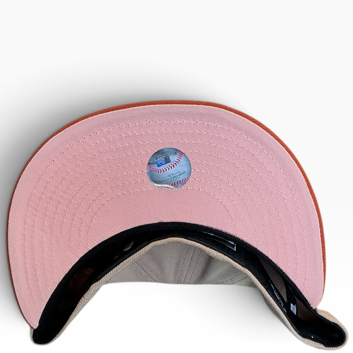 Atlanta Braves Tan & Burnt Orange New Era 59FIFTY fitted hat - undervisor detail
