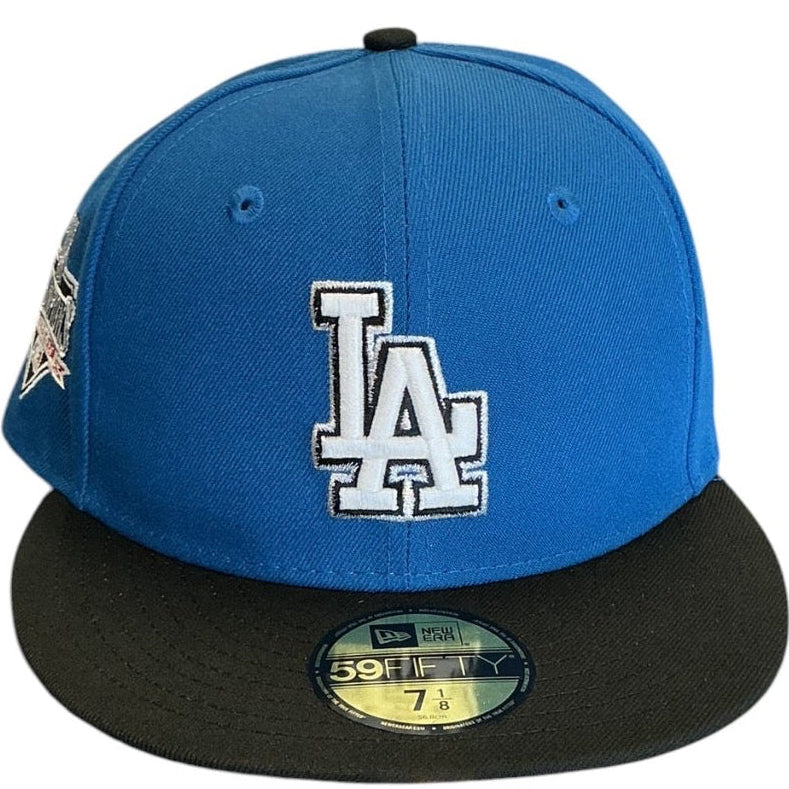 Los Angeles Dodgers Royal Blue & Black Side Patch New Era 59FIFTY fitted hat - side view