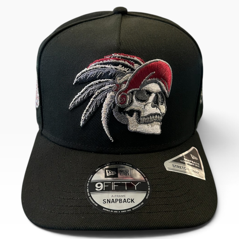 Black Skull Warrior red headdress New Era 9FIFTY A-Frame snapback hat - side view
