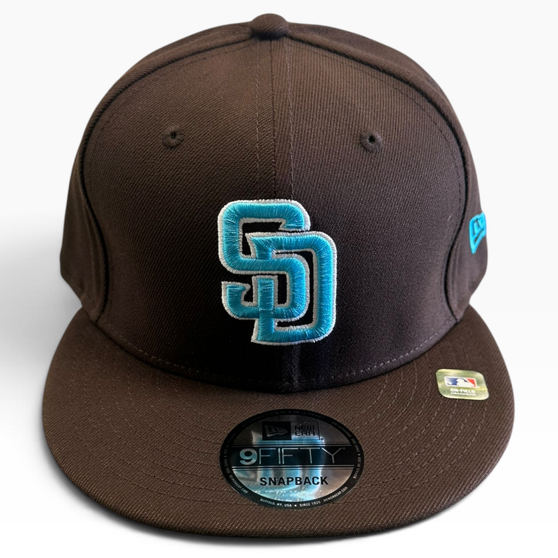 San Diego Padres brown and turquoise New Era 9FIFTY snapback hat - side view