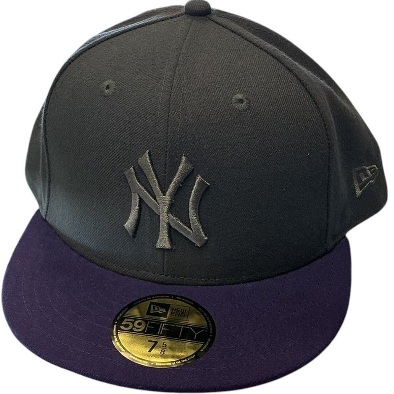 New York Yankees charcoal and purple New Era 59FIFTY fitted hat - back view
