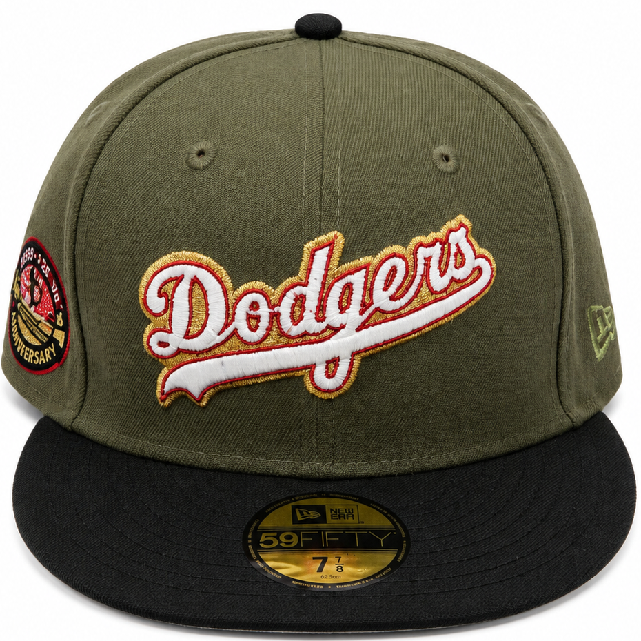 Los Angeles Dodgers Olive Green New Era 59FIFTY fitted hat - side view