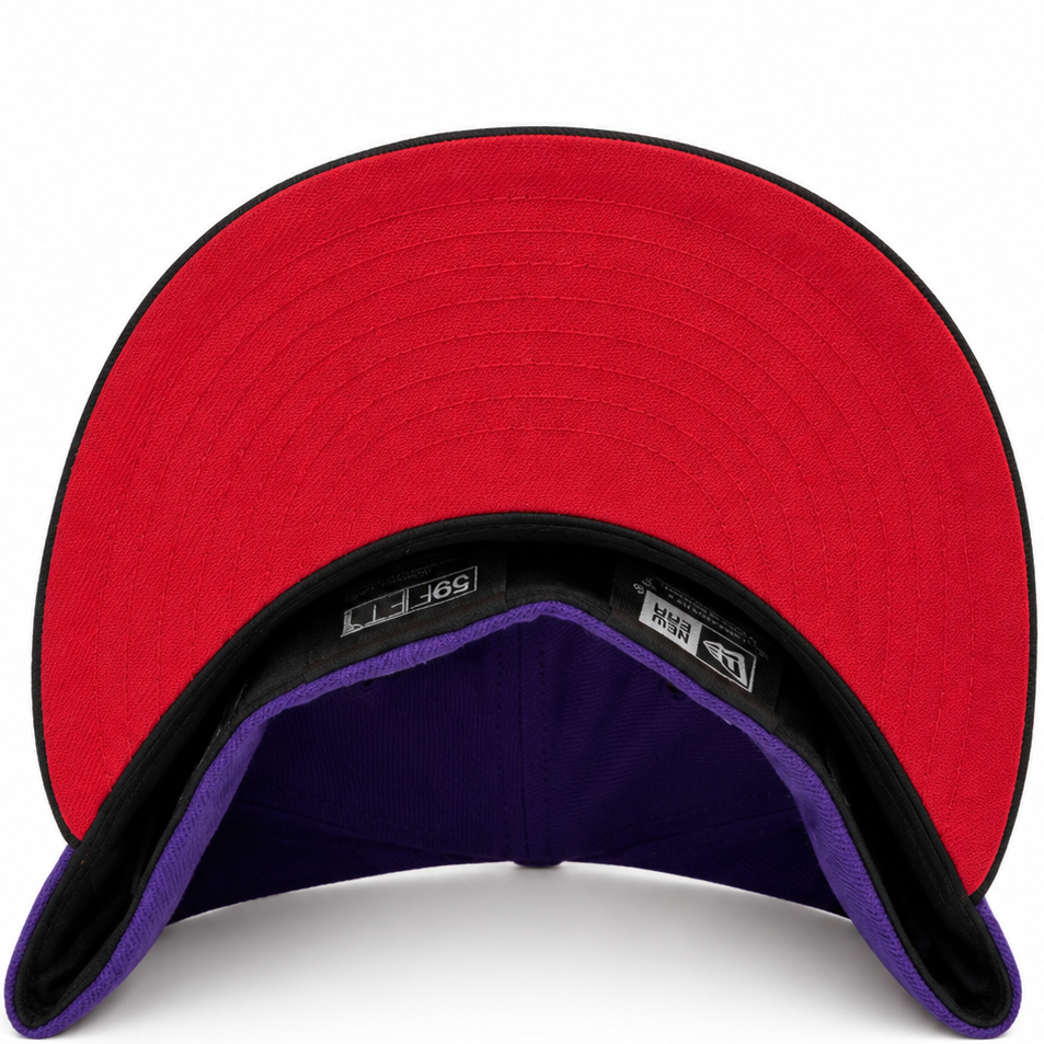 St. Louis Cardinals purple and black New Era 59FIFTY fitted hat - undervisor detail